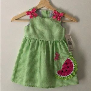 Rare Editions lime green watermelon dress